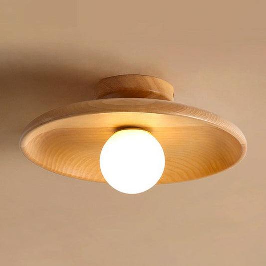 Modern Minimalist LED Ceiling Light Fixture – Elegant Wood Design for Cozy Illumination in Bedrooms and Hallways
