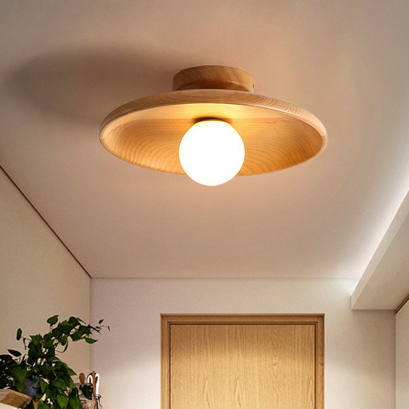 Modern Minimalist LED Ceiling Light Fixture – Elegant Wood Design for Cozy Illumination in Bedrooms and Hallways