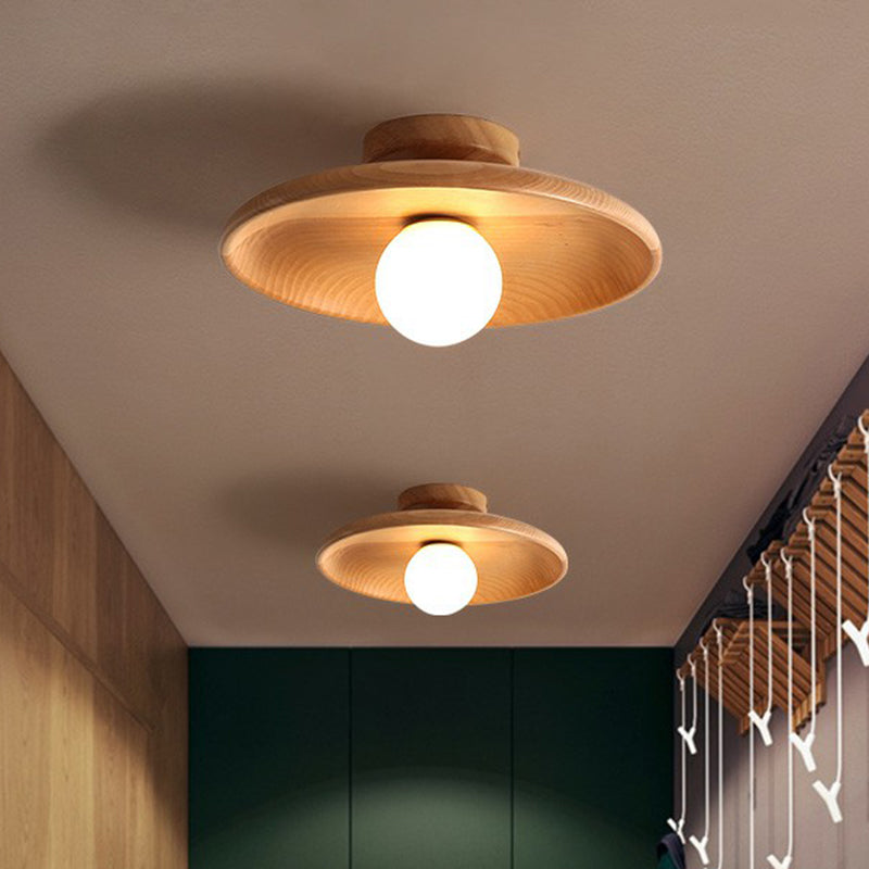 Modern Minimalist LED Ceiling Light Fixture – Elegant Wood Design for Cozy Illumination in Bedrooms and Hallways