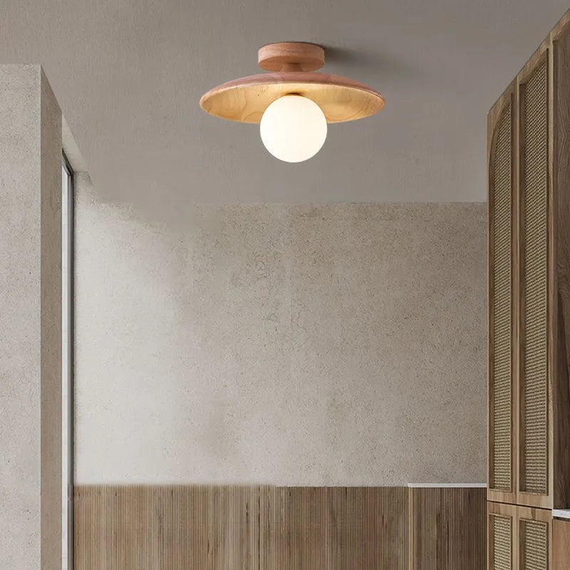 Modern Minimalist LED Ceiling Light Fixture – Elegant Wood Design for Cozy Illumination in Bedrooms and Hallways