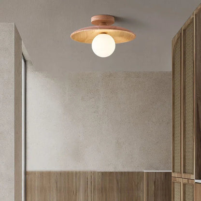 Modern Minimalist LED Ceiling Light Fixture – Elegant Wood Design for Cozy Illumination in Bedrooms and Hallways