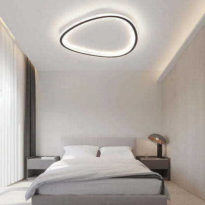 Modern Oval LED Ceiling Light Fixture – Stylish Black Flush Mount for Dining and Living Spaces, Warm Glow Illumination