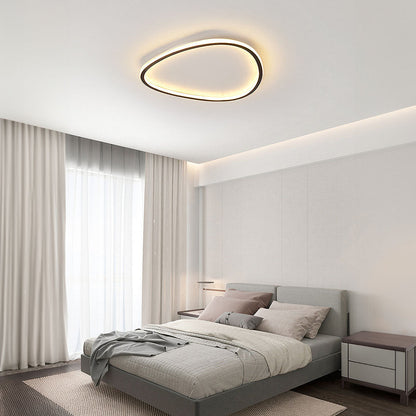 Modern Oval LED Ceiling Light Fixture – Stylish Black Flush Mount for Dining and Living Spaces, Warm Glow Illumination