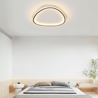 Modern Oval LED Ceiling Light Fixture – Stylish Black Flush Mount for Dining and Living Spaces, Warm Glow Illumination