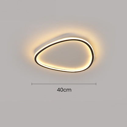 Modern Oval LED Ceiling Light Fixture – Stylish Black Flush Mount for Dining and Living Spaces, Warm Glow Illumination