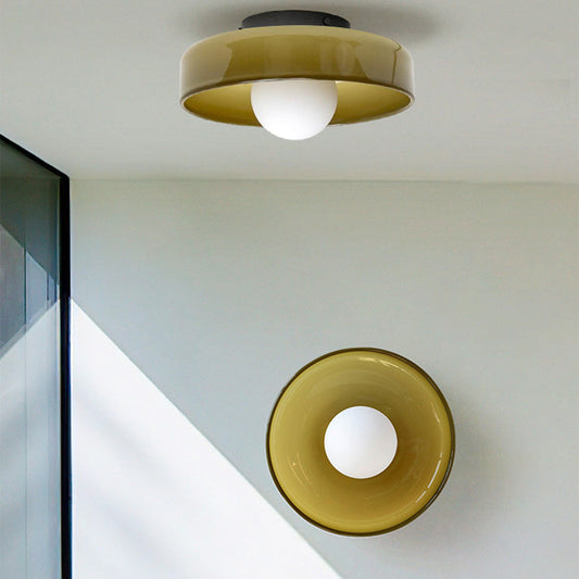 Modern Round Flush Mount Ceiling Light Fixture – Sleek Glass Design for Kitchen