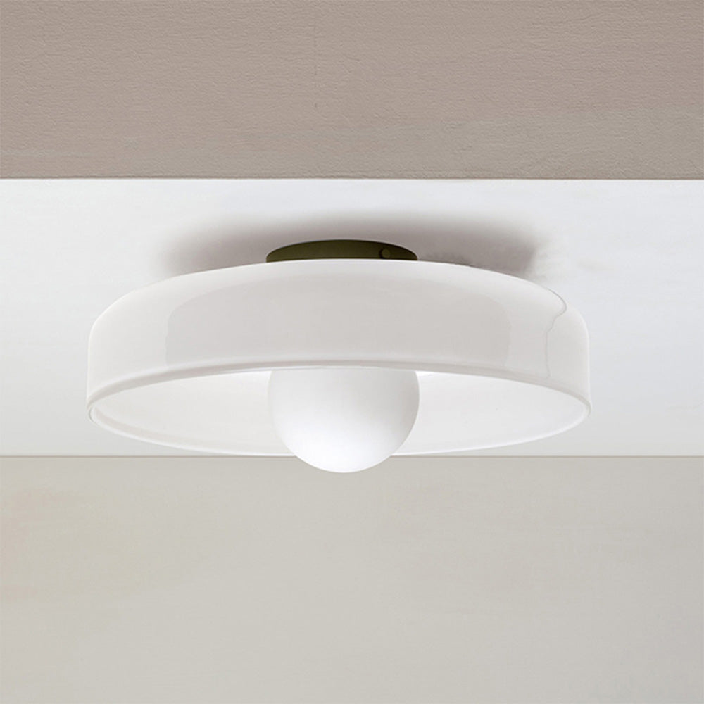 Modern Round Flush Mount Ceiling Light Fixture – Sleek Glass Design for Kitchen