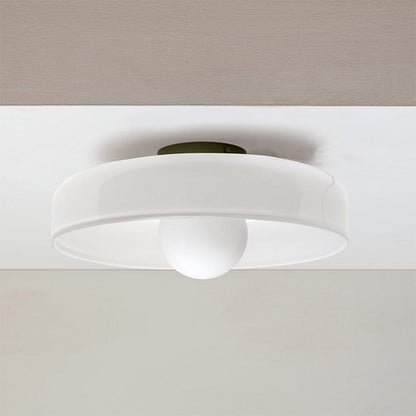 Modern Round Flush Mount Ceiling Light Fixture – Sleek Glass Design for Kitchen