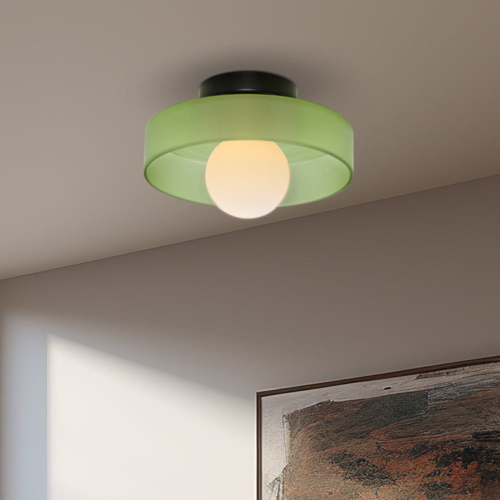 Modern Round Flush Mount Ceiling Light Fixture – Sleek Glass Design for Kitchen