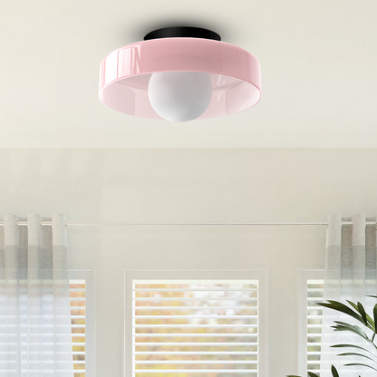 Modern Round Flush Mount Ceiling Light Fixture – Sleek Glass Design for Kitchen