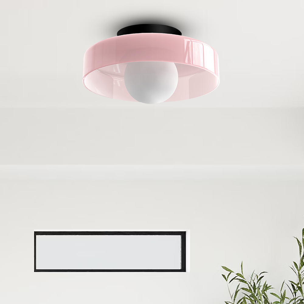 Modern Round Flush Mount Ceiling Light Fixture – Sleek Glass Design for Kitchen