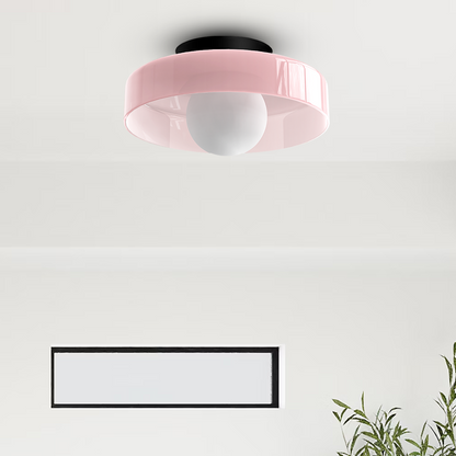 Modern Round Flush Mount Ceiling Light Fixture – Sleek Glass Design for Kitchen