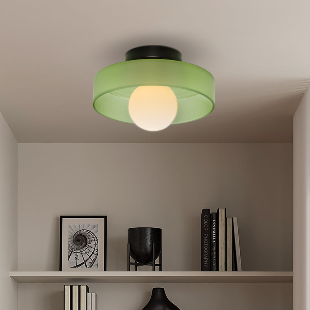 Modern Round Flush Mount Ceiling Light Fixture – Sleek Glass Design for Kitchen