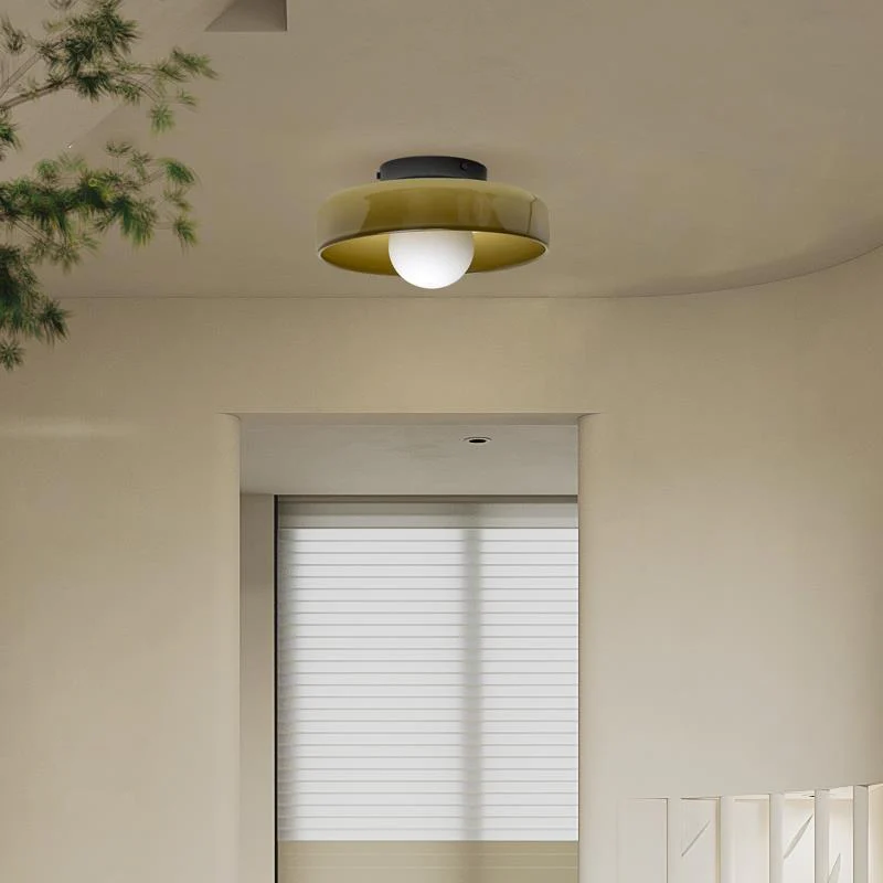 Modern Round Flush Mount Ceiling Light Fixture – Sleek Glass Design for Kitchen