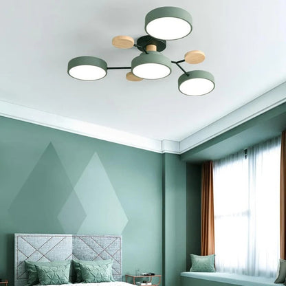 Modern Round Iron LED Chandelier Light – Energy Efficient Semi-Flush Fixture for Dining Room and Home Decor