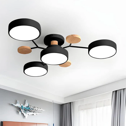 Modern Round Iron LED Chandelier Light – Energy Efficient Semi-Flush Fixture for Dining Room and Home Decor