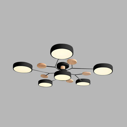 Modern Round Iron LED Chandelier Light – Energy Efficient Semi-Flush Fixture for Dining Room and Home Decor