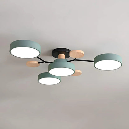 Modern Round Iron LED Chandelier Light – Energy Efficient Semi-Flush Fixture for Dining Room and Home Decor