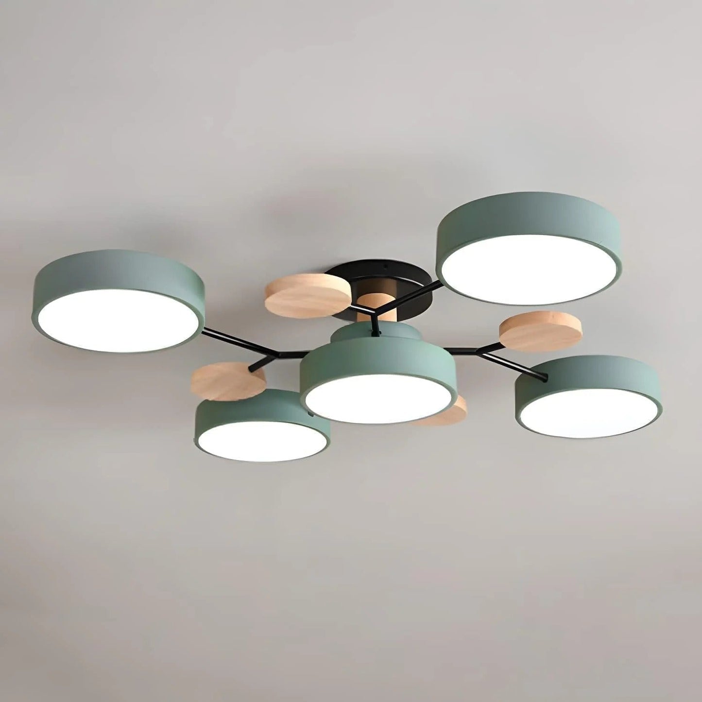 Modern Round Iron LED Chandelier Light – Energy Efficient Semi-Flush Fixture for Dining Room and Home Decor