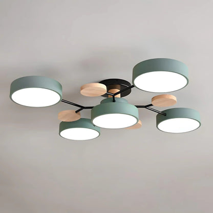 Modern Round Iron LED Chandelier Light – Energy Efficient Semi-Flush Fixture for Dining Room and Home Decor