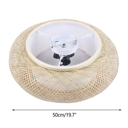 Natural Bamboo LED Ceiling Light – Eco-Friendly Flush Mount Ceiling Fixture for Living Room and Bedroom, Warm White 3000K