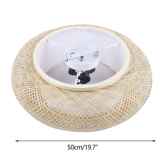 Natural Bamboo LED Ceiling Light – Eco-Friendly Flush Mount Ceiling Fixture for Living Room and Bedroom, Warm White 3000K