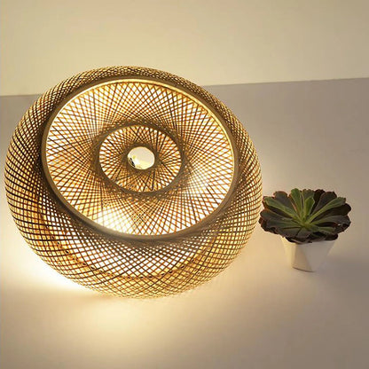 Natural Bamboo LED Ceiling Light – Eco-Friendly Flush Mount Ceiling Fixture for Living Room and Bedroom, Warm White 3000K
