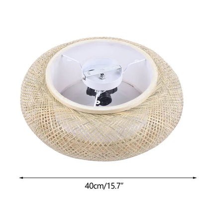 Natural Bamboo LED Ceiling Light – Eco-Friendly Flush Mount Ceiling Fixture for Living Room and Bedroom, Warm White 3000K