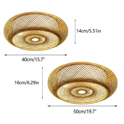 Natural Bamboo LED Ceiling Light – Eco-Friendly Flush Mount Ceiling Fixture for Living Room and Bedroom, Warm White 3000K