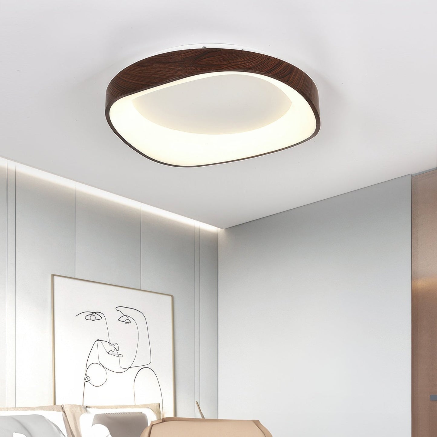 Nordic Wood Grain Flush Mount Ceiling Light Fixture – Eco-Friendly LED Design for Modern Spaces