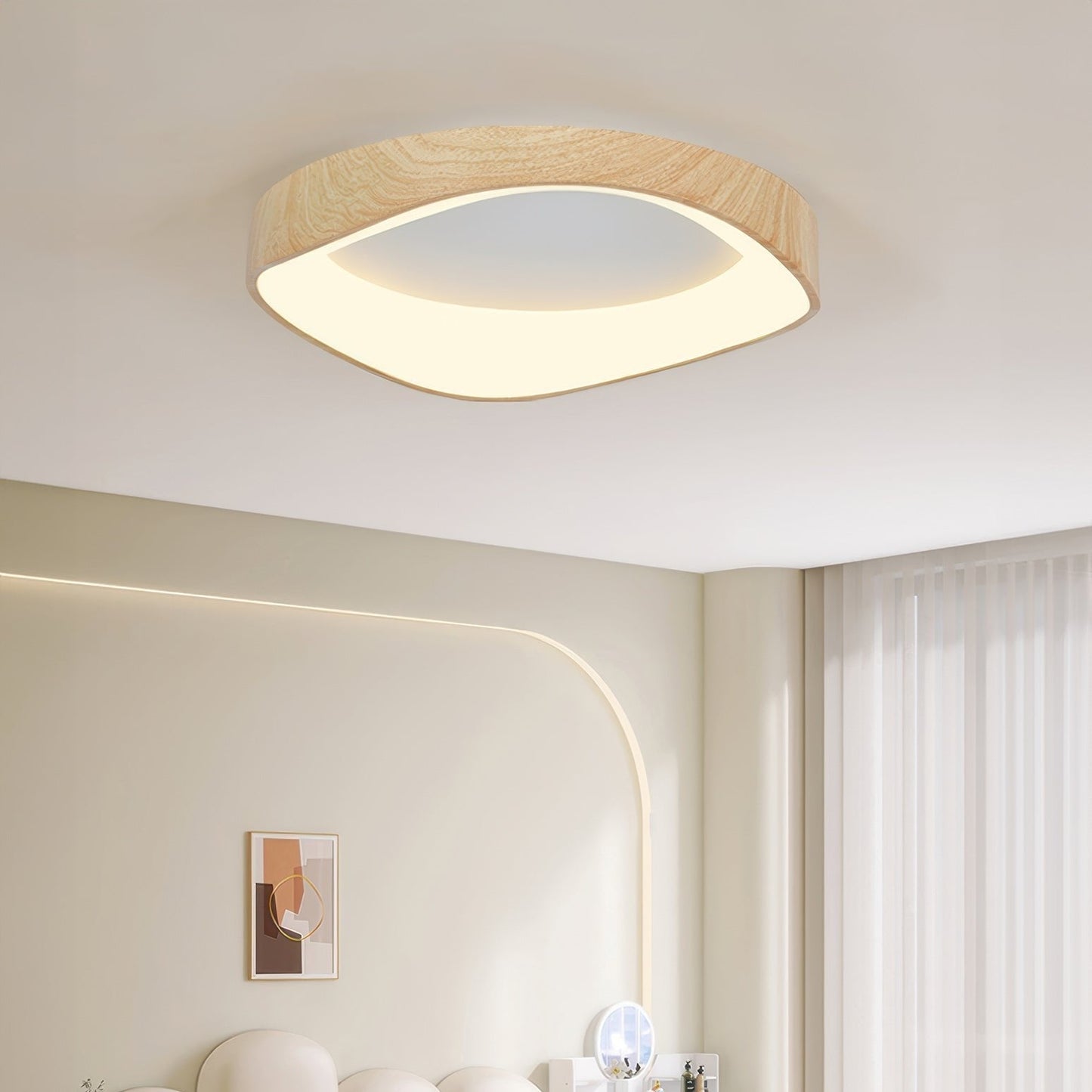 Nordic Wood Grain Flush Mount Ceiling Light Fixture – Eco-Friendly LED Design for Modern Spaces