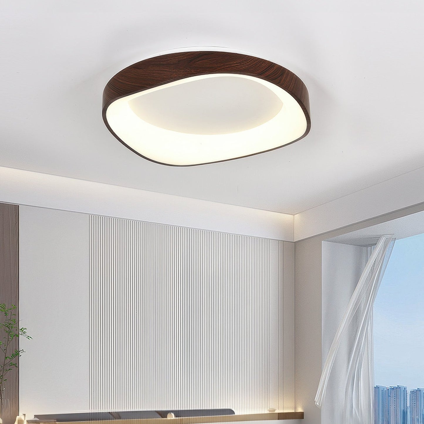 Nordic Wood Grain Flush Mount Ceiling Light Fixture – Eco-Friendly LED Design for Modern Spaces