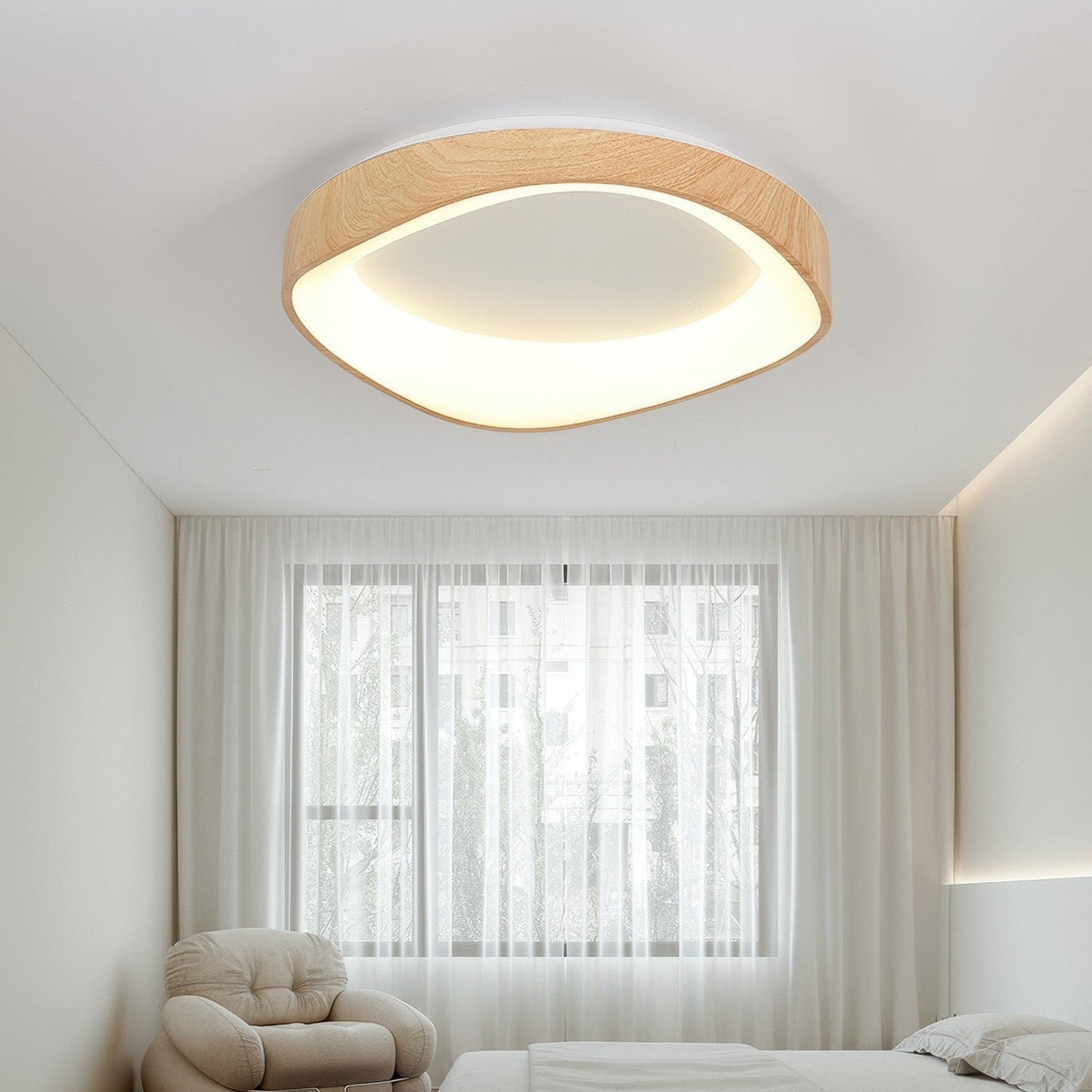 Nordic Wood Grain Flush Mount Ceiling Light Fixture – Eco-Friendly LED Design for Modern Spaces