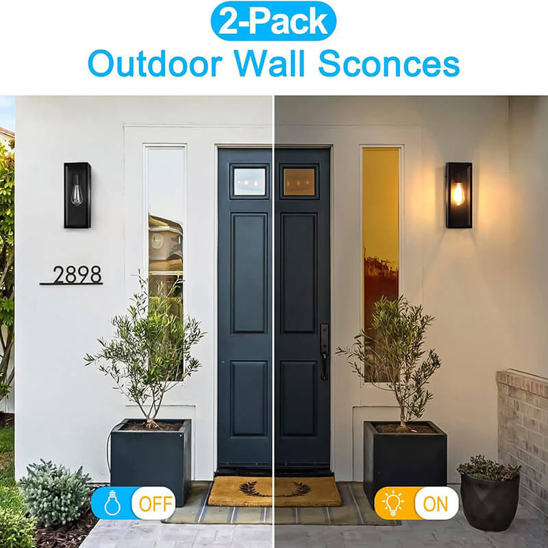 Modern Outdoor Wall Lamp - Waterproof Black Metal Sconce for Exterior Lighting on Patio and Garage