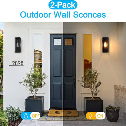 Modern Outdoor Wall Lamp - Waterproof Black Metal Sconce for Exterior Lighting on Patio and Garage