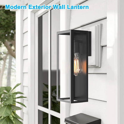 Modern Outdoor Wall Lamp - Waterproof Black Metal Sconce for Exterior Lighting on Patio and Garage