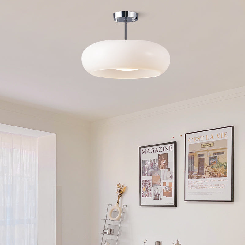 Golden Halo Circular Glass Ceiling Fixture - Elegant Illumination for Any Space