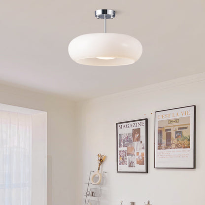 Golden Halo Circular Glass Ceiling Fixture - Elegant Illumination for Any Space