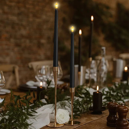 GlowShadow - Sleek Black LED Tapered Candles for Spooky Vibes & Wedding Elegance