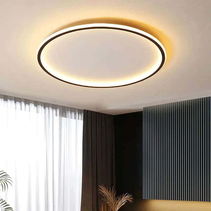 Scandinavian Round LED Ceiling Light Fixture – Minimalist Flush Mount Design for Modern Spaces, Soft Ambient Illumination