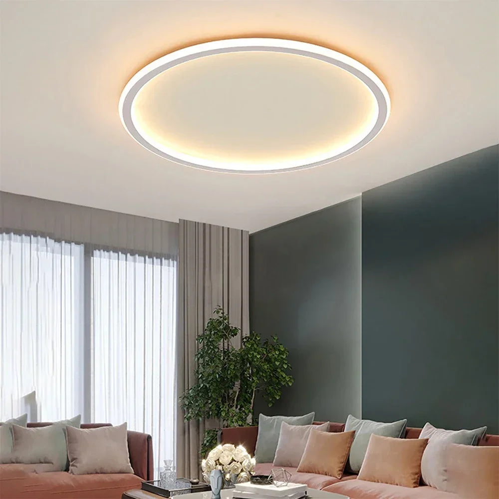 Scandinavian Round LED Ceiling Light Fixture – Minimalist Flush Mount Design for Modern Spaces, Soft Ambient Illumination