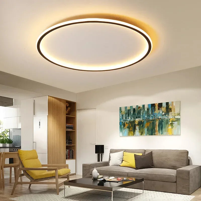 Scandinavian Round LED Ceiling Light Fixture – Minimalist Flush Mount Design for Modern Spaces, Soft Ambient Illumination
