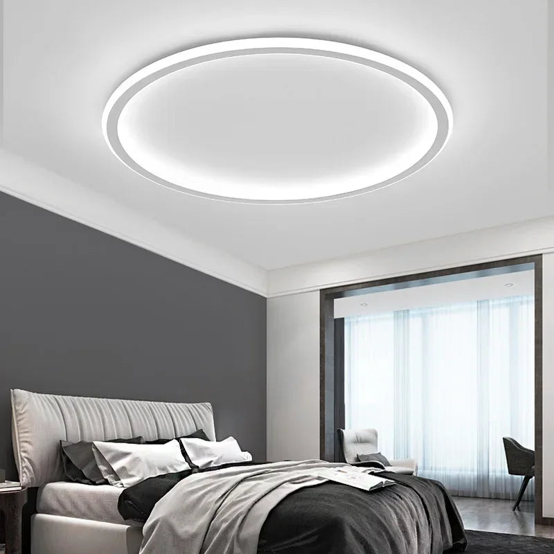Scandinavian Round LED Ceiling Light Fixture – Minimalist Flush Mount Design for Modern Spaces, Soft Ambient Illumination