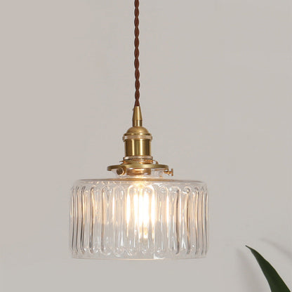 Vintage Glass Pendant Lamp - Adjustable Height Cylinder Design for Kitchen Pendant Lighting or Hanging Lights