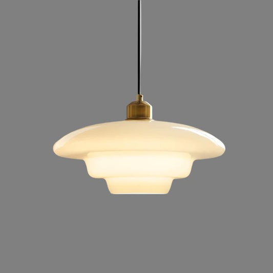 White Glass Pendant Light – Adjustable Height Mid-Century Kitchen Pendant Lighting for Elegant Interiors