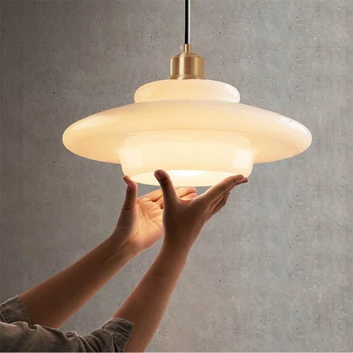 White Glass Pendant Light – Adjustable Height Mid-Century Kitchen Pendant Lighting for Elegant Interiors