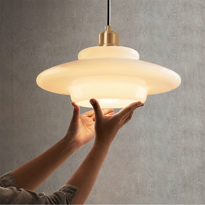 White Glass Pendant Light – Adjustable Height Mid-Century Kitchen Pendant Lighting for Elegant Interiors