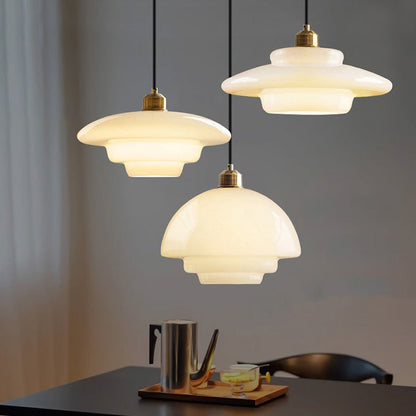 White Glass Pendant Light – Adjustable Height Mid-Century Kitchen Pendant Lighting for Elegant Interiors