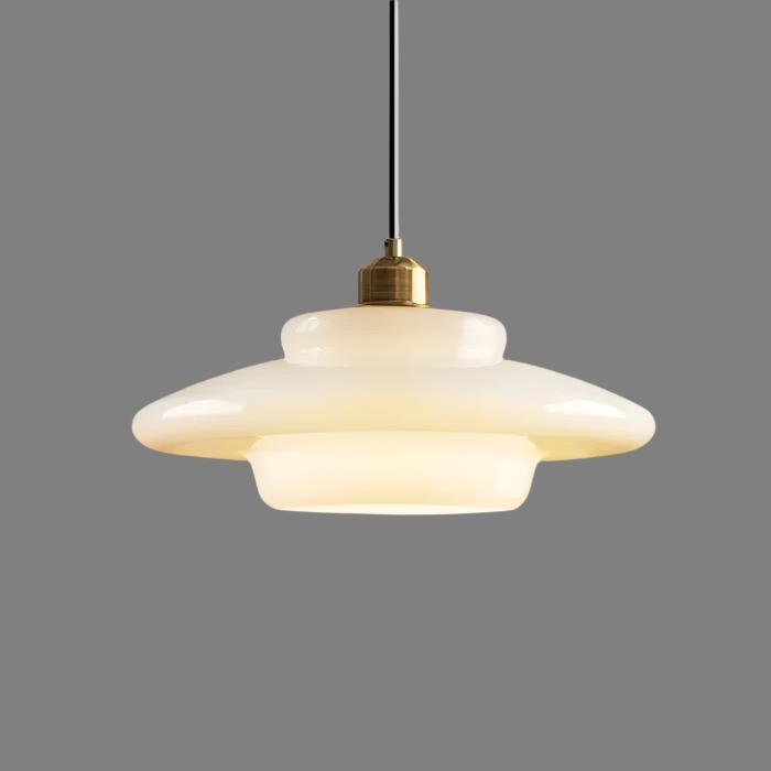 White Glass Pendant Light – Adjustable Height Mid-Century Kitchen Pendant Lighting for Elegant Interiors