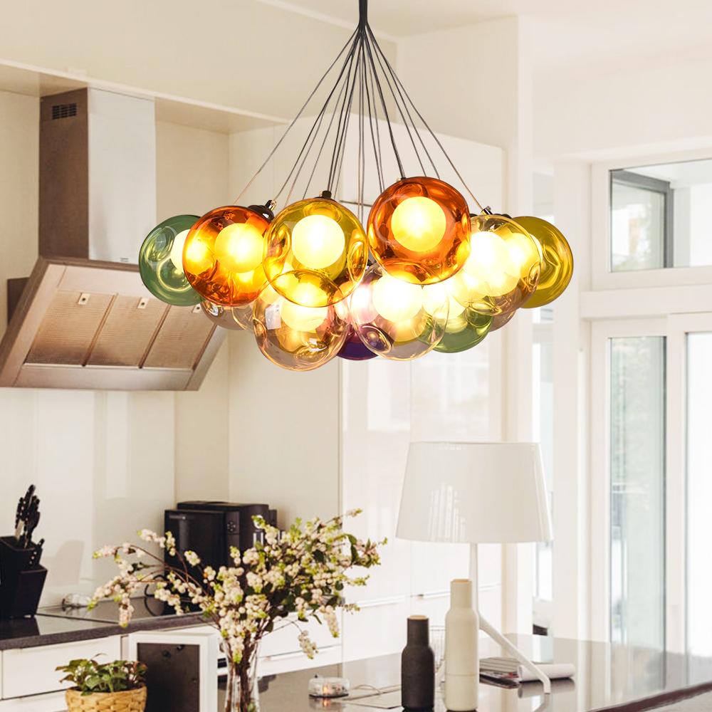Variant image for Multi-Color Glass Pendant Light – Adjustable Height Kitchen Pendant Lighting Fixture for Dining Room and Living Space-3
